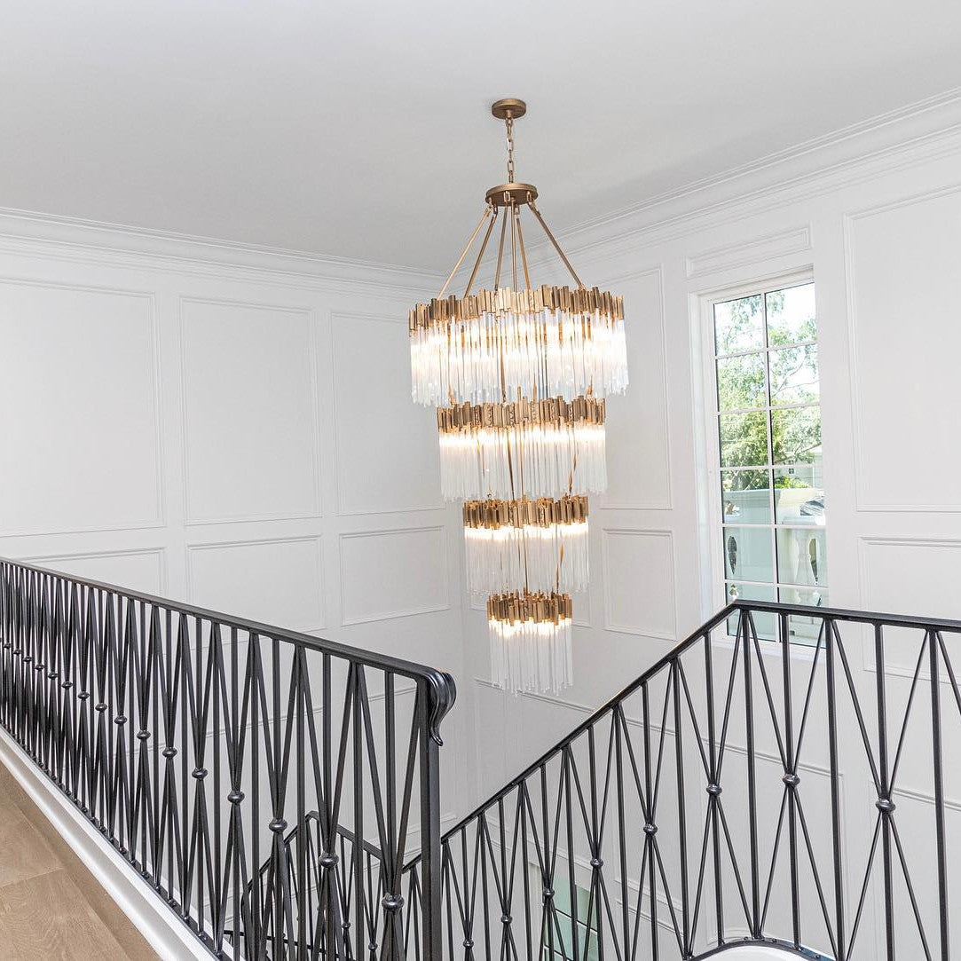Large Elegant Multi-layers Glam Glass Chandelier for High-ceiling Staircase/Entryway/Living/meeting Room