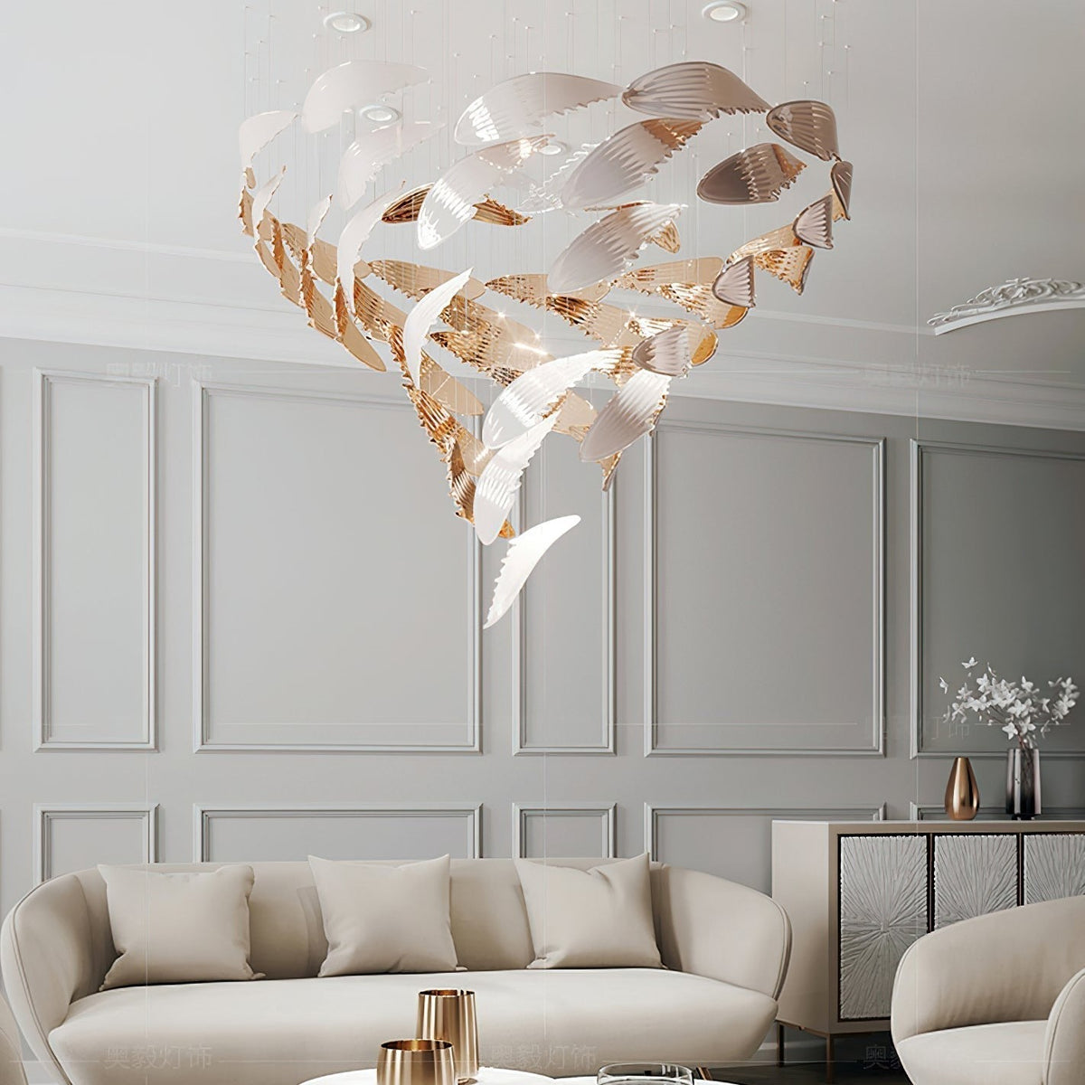 Bennett Meteor Shower Crystal Spiral Chandelier