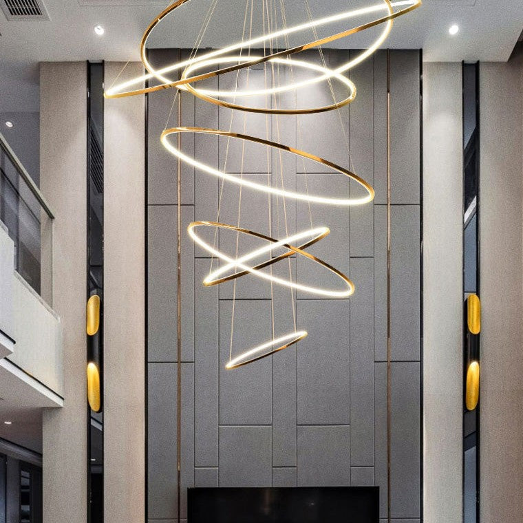 WOMO Large Tiered Ring LED Foyer Chandelier-WM2160