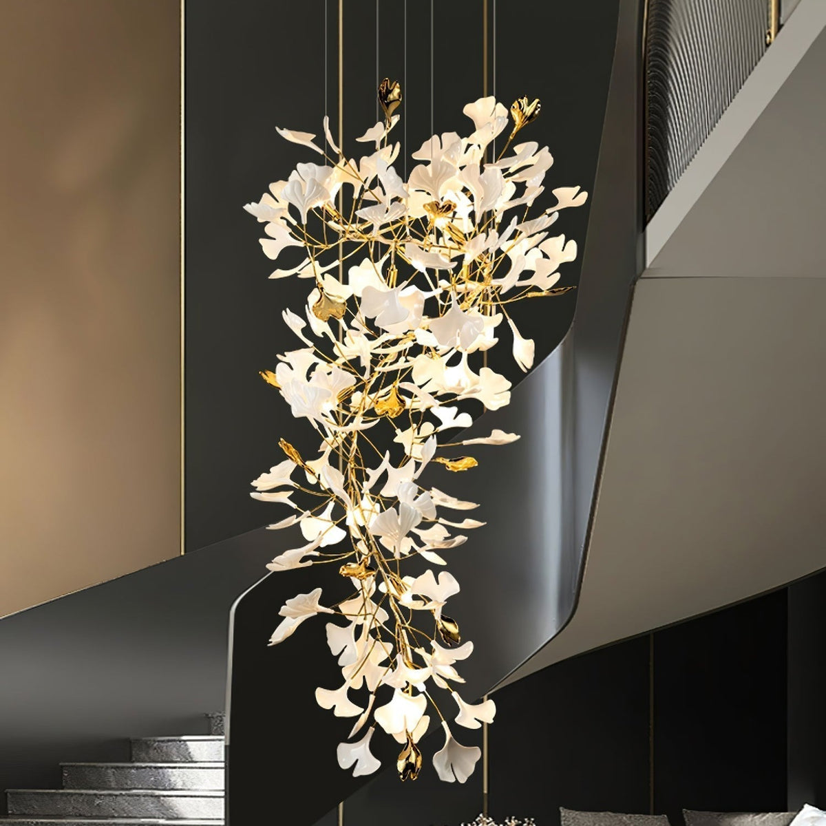 Gingko Ceramic Branch Chandelier Z