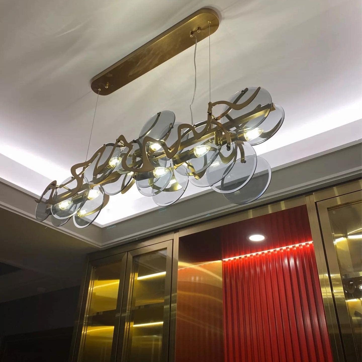 Post-modern Light Luxury Minimalist Round Glass Cluster Chandelier for Dining/Living Room/Bedroom