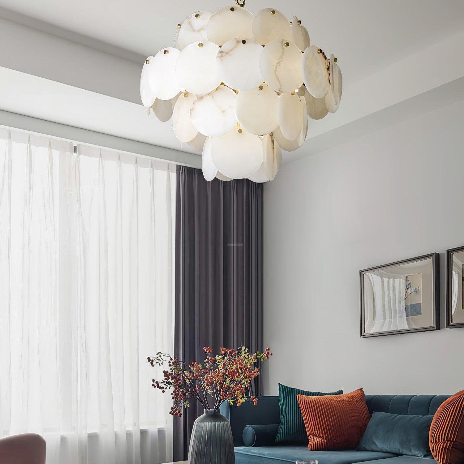 Alabaster Shell Brass Chandelier with 2/3/4/5/6 layer