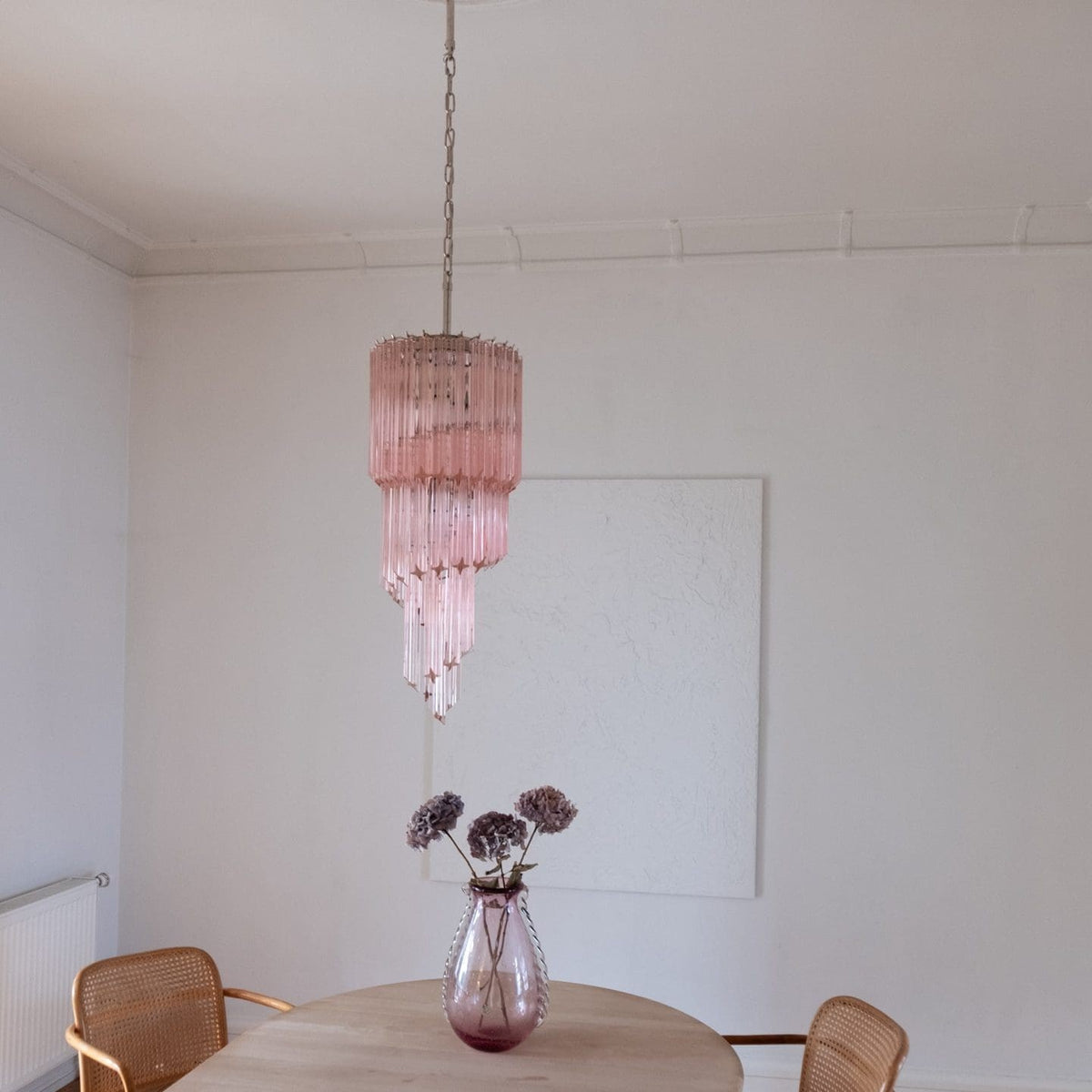Murano Chandelier – Spiral – 54 prisms – Pink