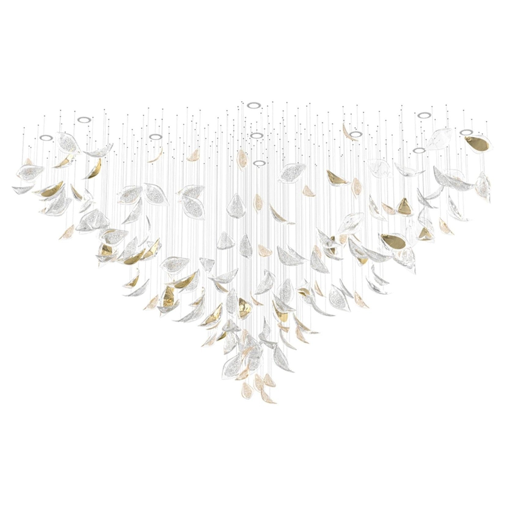 Floating Leaves Meteor Shower Crystal Spiral Chandelier