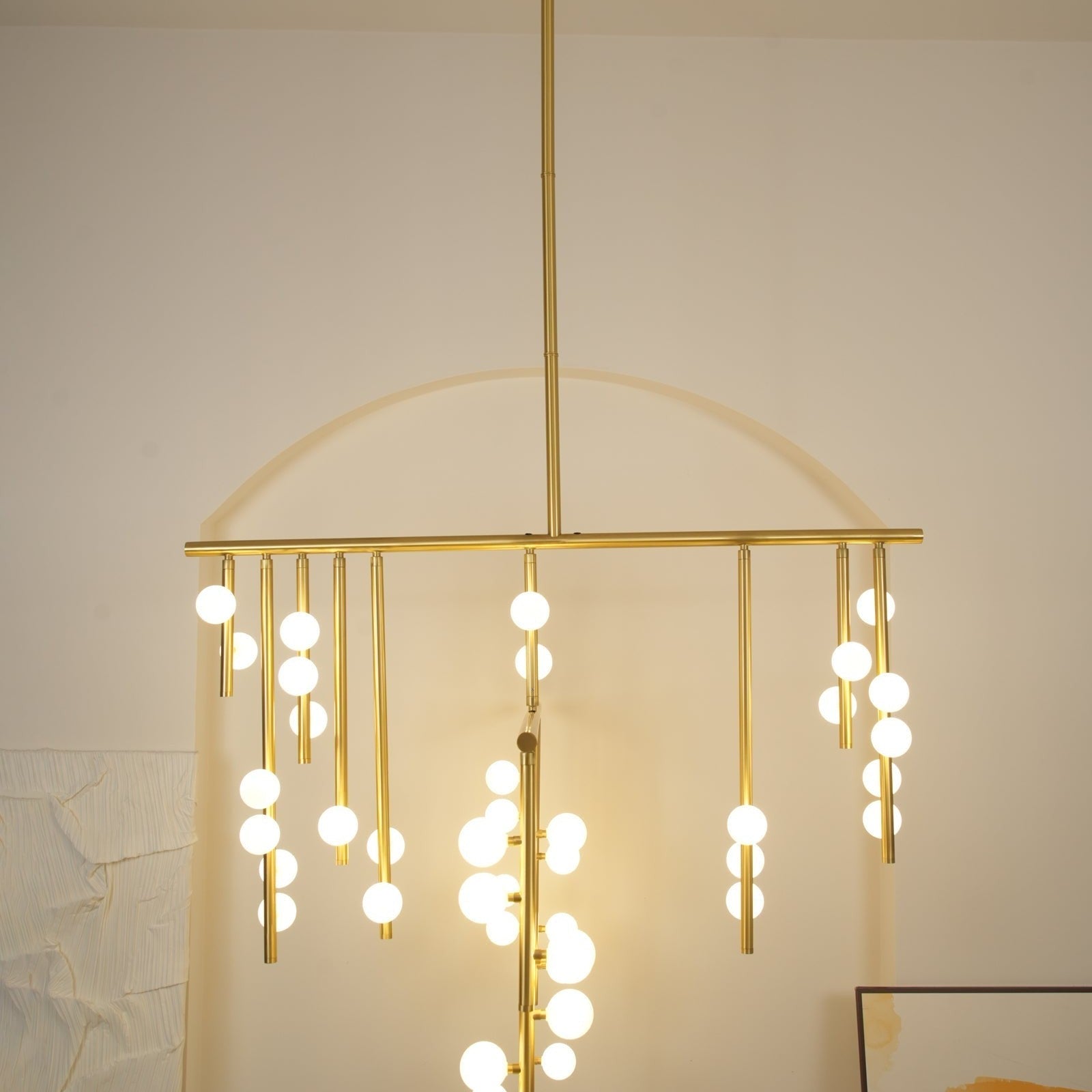 Brass Glass Drop Chandelier