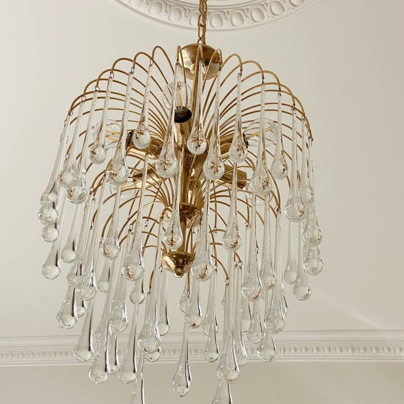 Vintage – Murano chandelier – Teardrop – 68 drops – Clear