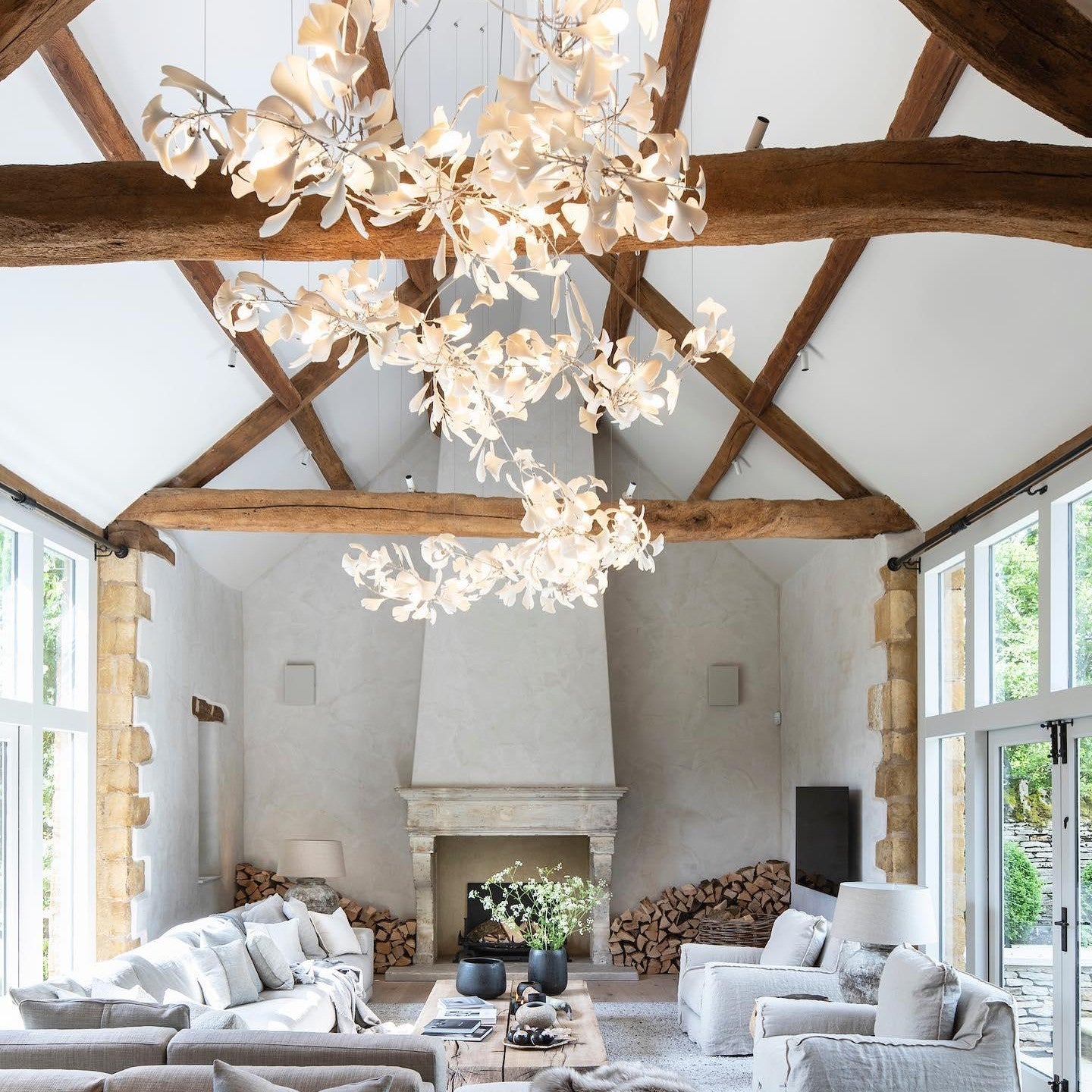 Gingko Ceramic Branch Chandelier E
