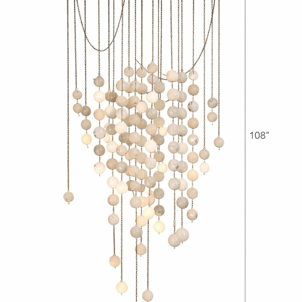 Modern Hanging Spherical Alabaster Chandelier for High Ceilings