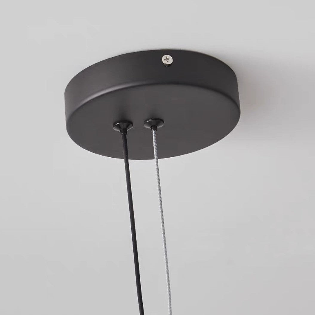 Oversized Minimalist Black Iron Ring Glass Light Chandelier for Living/Dining Room
