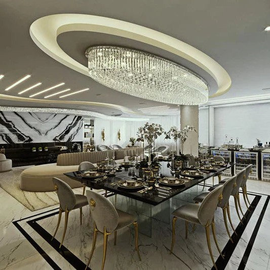 Light Luxury Round/Oval Flush Mount Crystal Chandelier