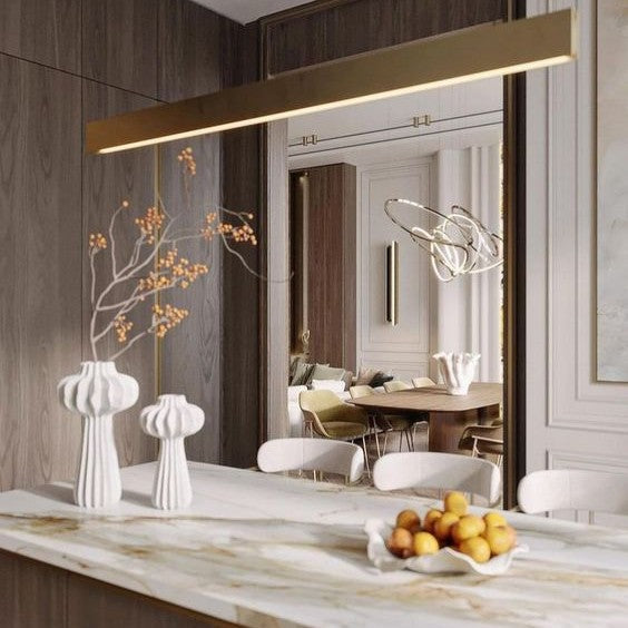 Nordic Minimalism Long Dining Table Pendant Light Antique Gold LED Creative Light Fixture For Kitchen Island/Bar