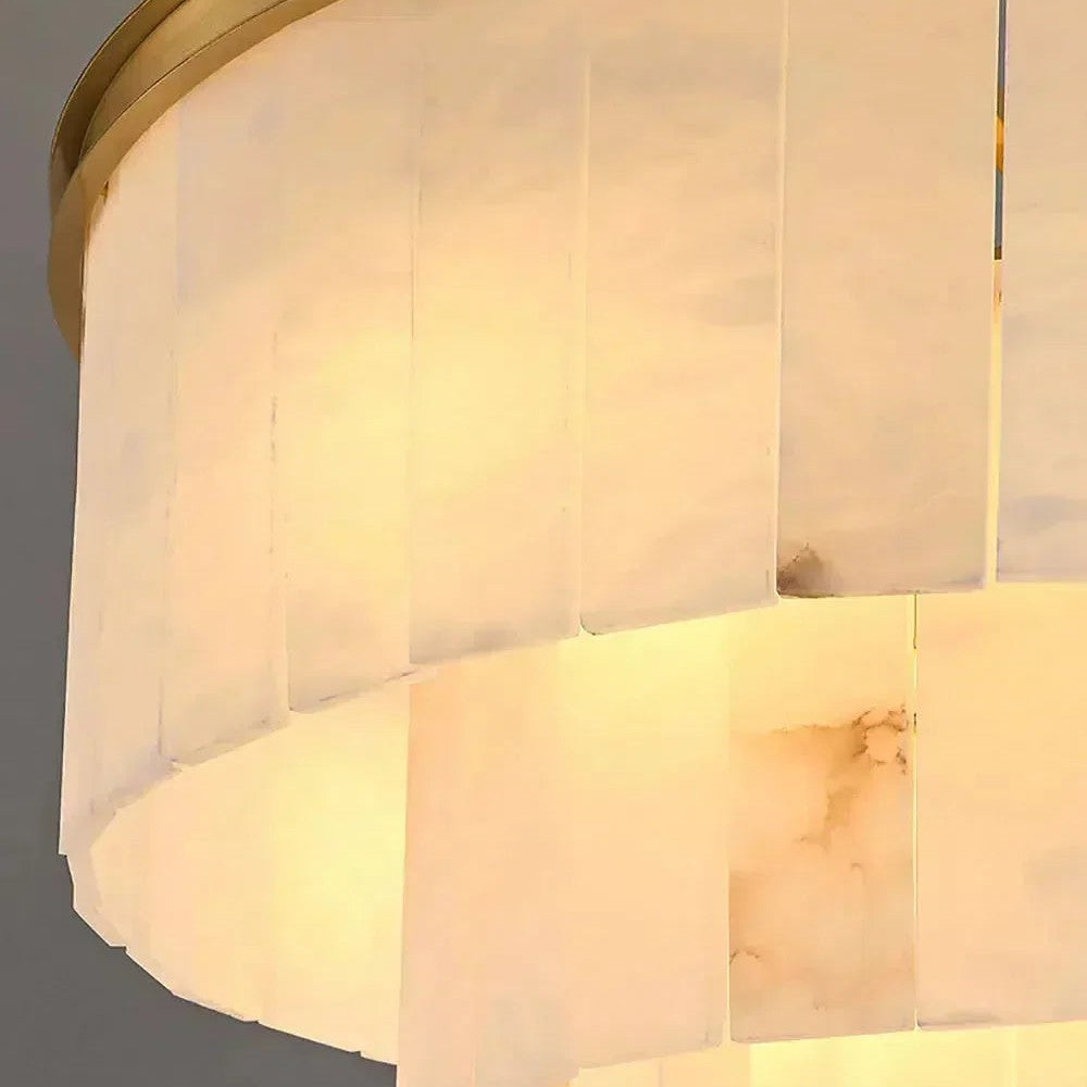 Modern Alabaster Tiered Chandelier