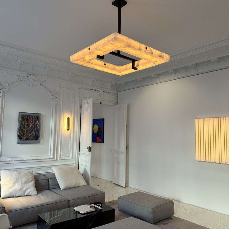 Modern Square Alabaster Chandelier for Living Room/Bedroom