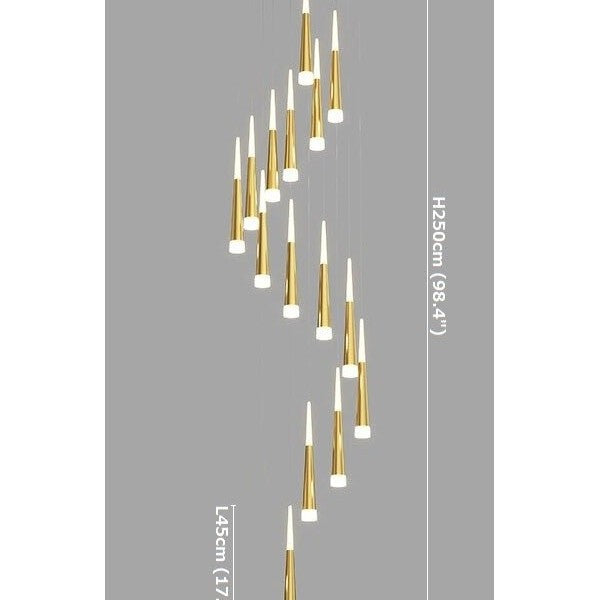 Denise Golden/Black LED Hanging Meteor Rain Staircase Chandelier