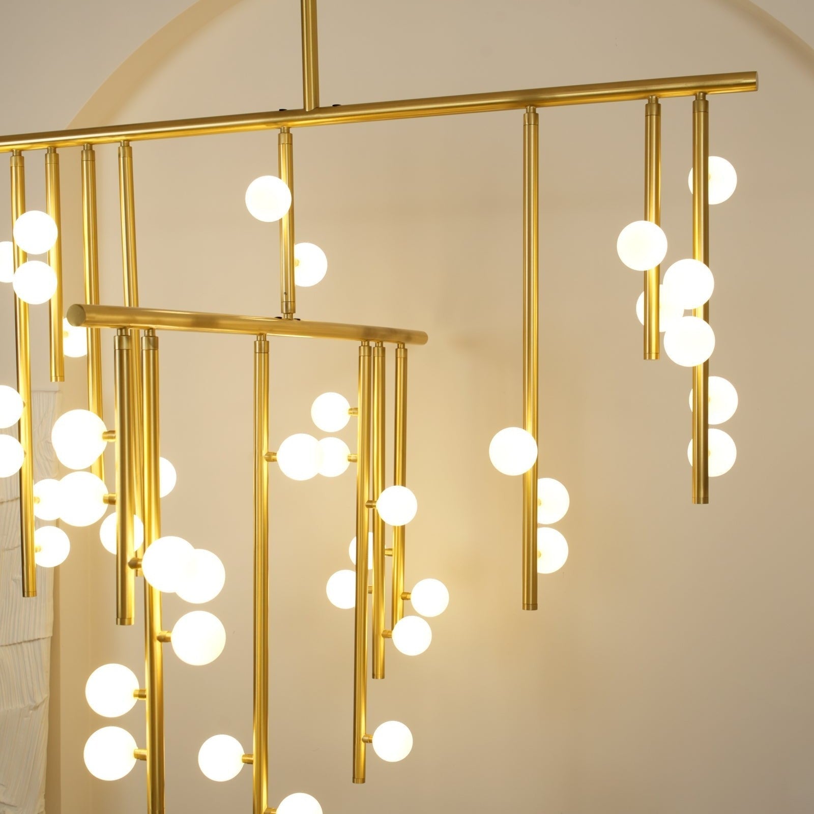Brass Glass Drop Chandelier
