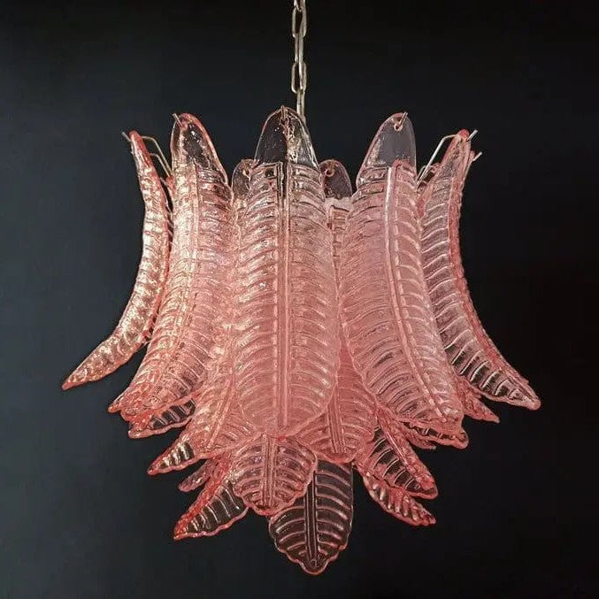 Murano Chandelier – 36 glass leaves – Pink