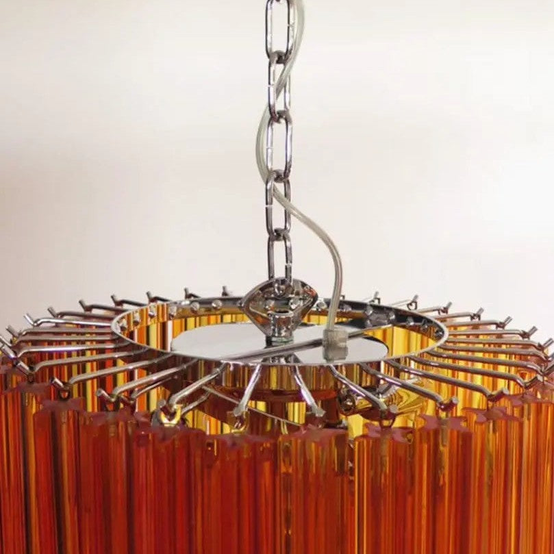 Murano Chandelier – Spiral – 86 prisms – Amber