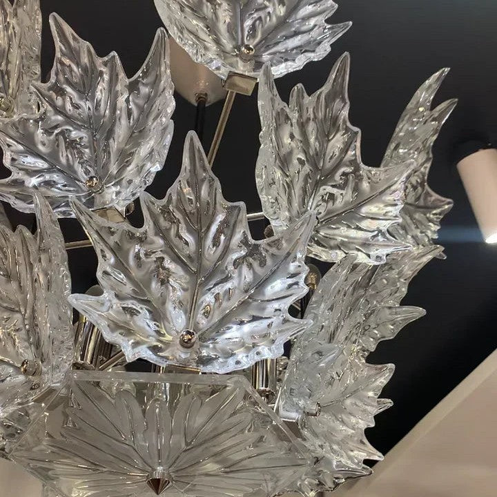 Modern Creative Clear Crystal Maple Leaf Chandelier for Living Room/Bedroom