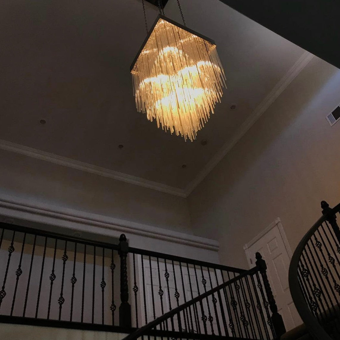 Cascade Glass Rectangular Chandelier 54"