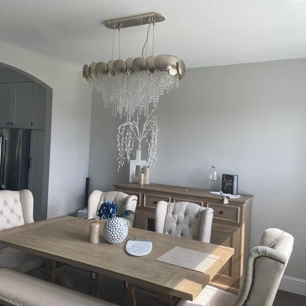 Amadeo Oval Brass Crystal Chandelier