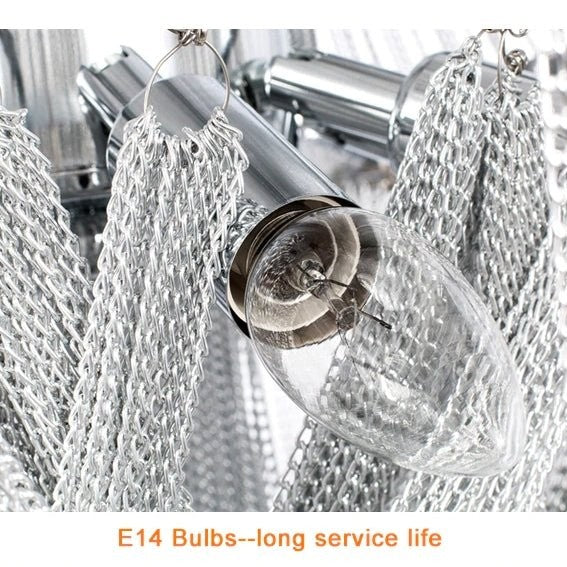 Cascade Silver Chain Chandelier Creative Round Design Loft Chandelier