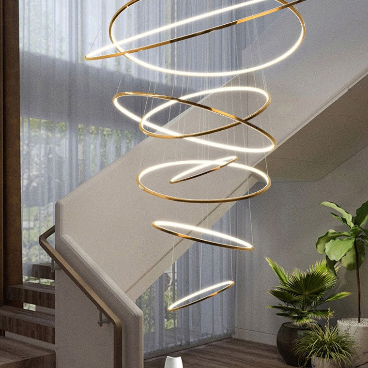 WOMO Large Tiered Ring LED Foyer Chandelier-WM2160