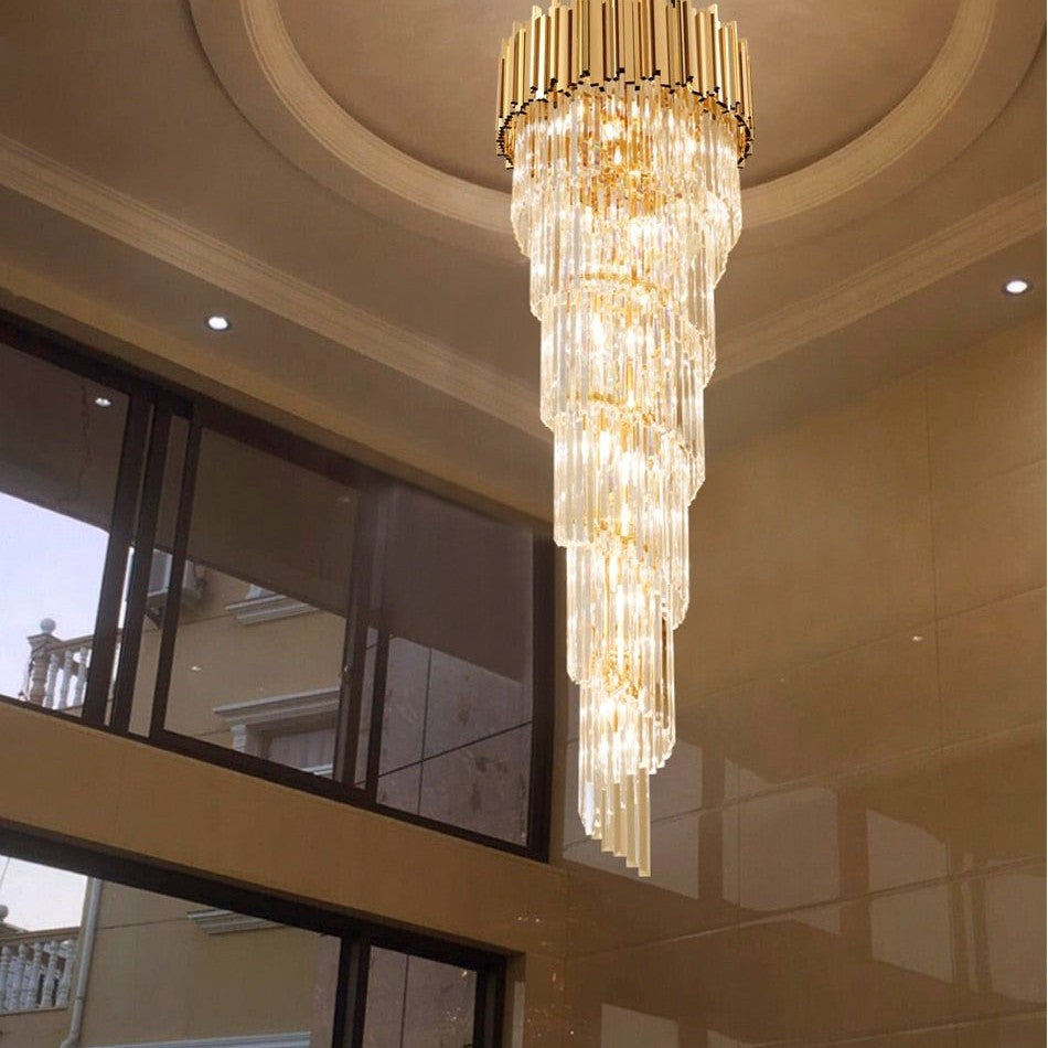 Denise Modern cascade chandelier for staicase, lobby, hall, foyer, stairwell