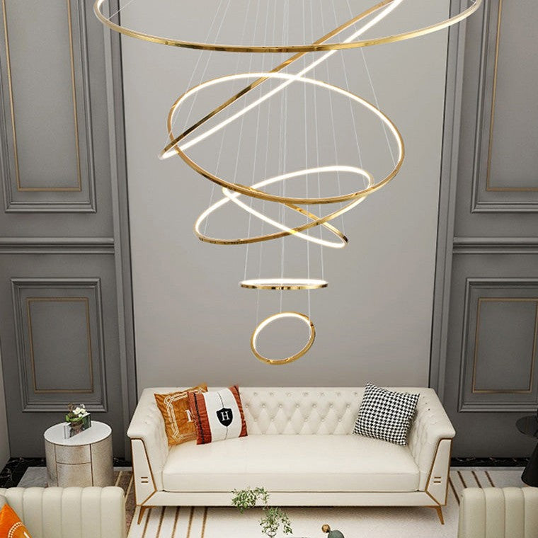 WOMO Large Tiered Ring LED Foyer Chandelier-WM2160