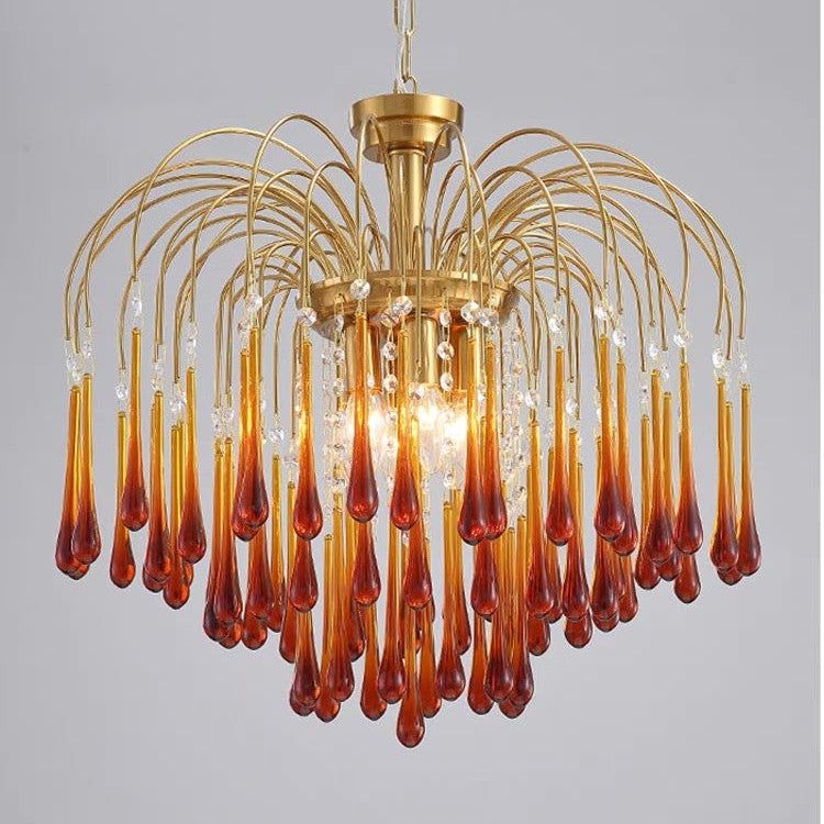 Vintage – Murano Teardrops Chandelier – 70s – Pink prisms