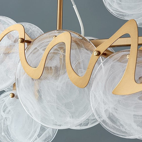 Post-modern Light Luxury Minimalist Round Glass Cluster Chandelier for Dining/Living Room/Bedroom