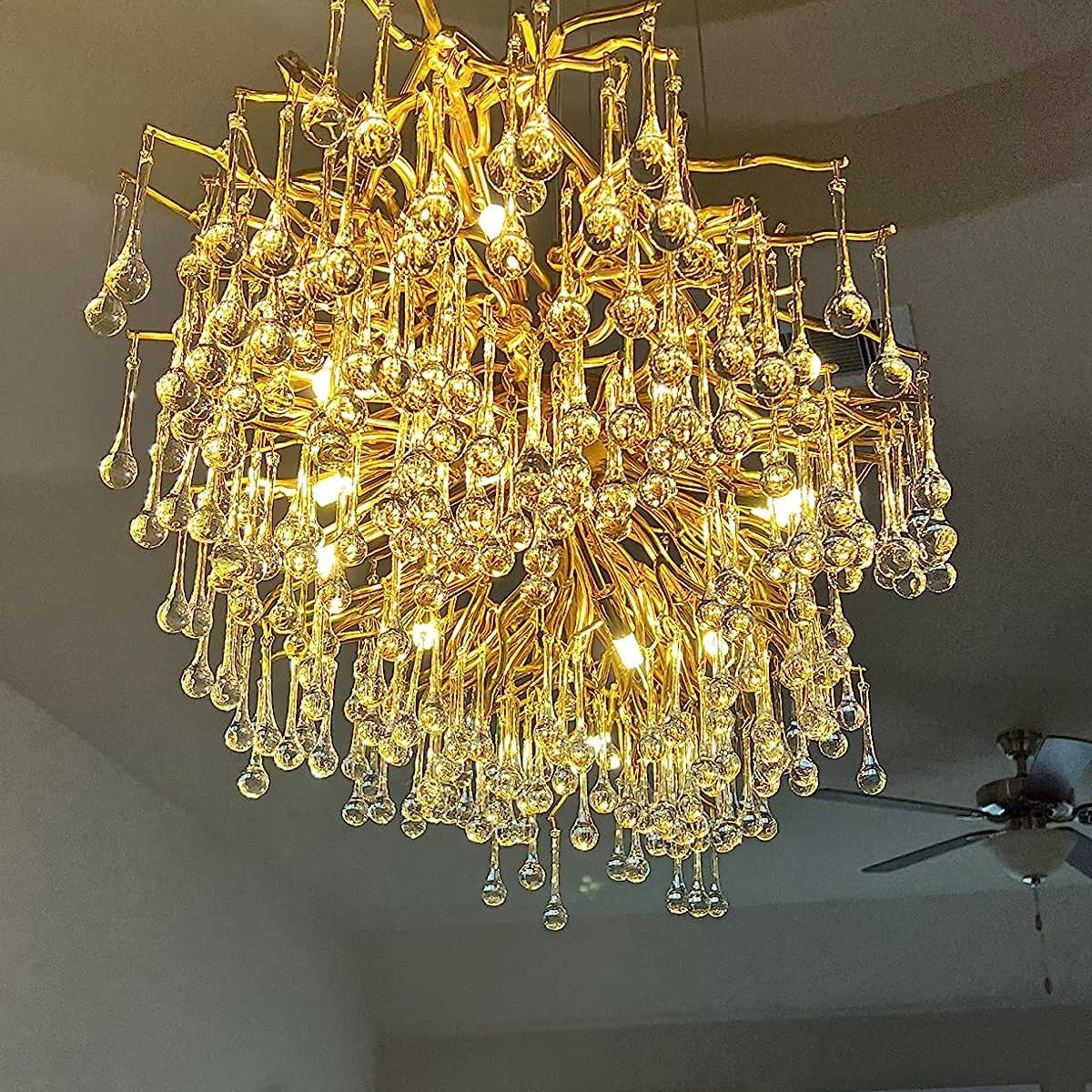 Stunning Tree Branch Crystal Chandelier with Clear Teardrop-shaped for Living/Dining Room