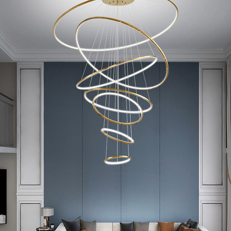 WOMO Large Tiered Ring LED Foyer Chandelier-WM2160