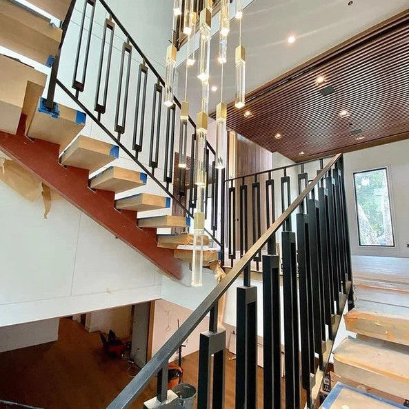 Light Luxury Glacier Bubble Crystsal Chandelier in Gold/Chrome/Black Finish for Staircase/Foyer