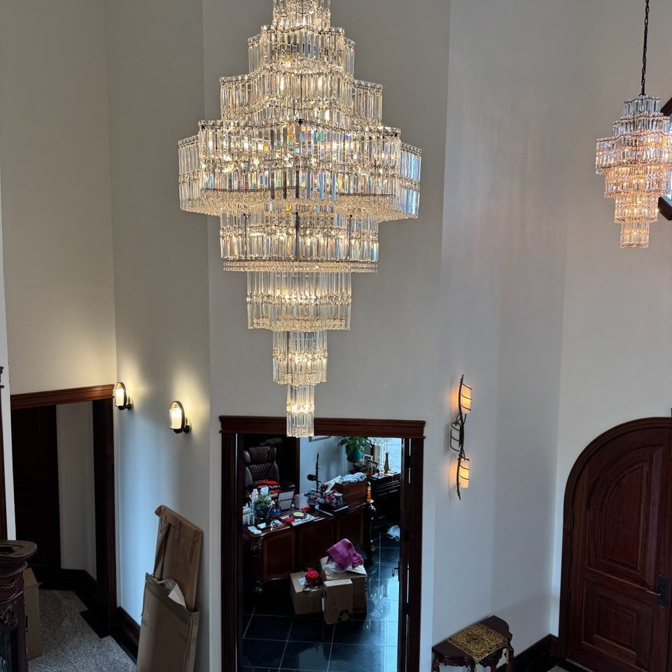 Celestia Luxury Crystal Chandelier | 63-Light Modern Foyer Lighting for High Ceilings 58H