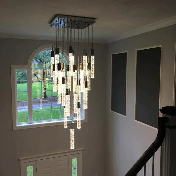 Light Luxury Glacier Bubble Crystsal Chandelier in Gold/Chrome/Black Finish for Staircase/Foyer
