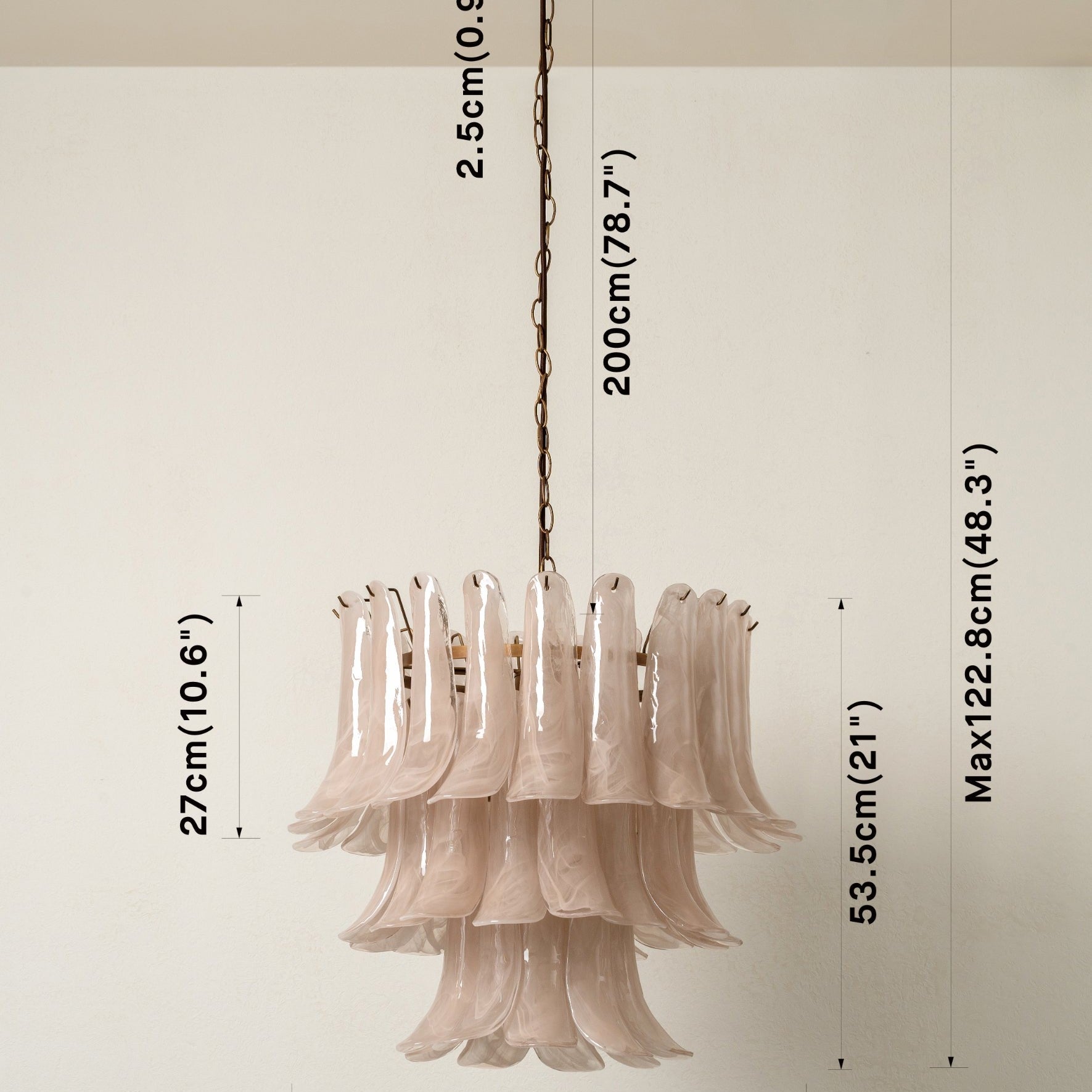 Lonso Taupe Mid-Century Brass & Glass Chandelier – Vintage Glam