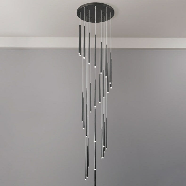 Minimalism Foyer Staircase Chandelier Ceiling Pendant Lighting Fixture For Living Room Entryway In Gold/ Black Finish