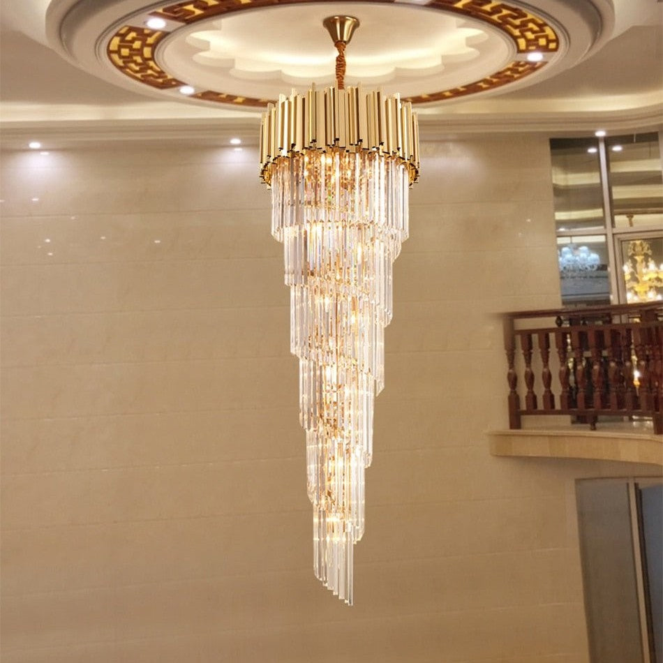 Denise Modern cascade chandelier for staicase, lobby, hall, foyer, stairwell