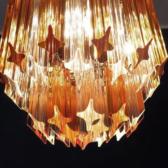 Murano Chandelier – 47 prisms – Amber/Transparent