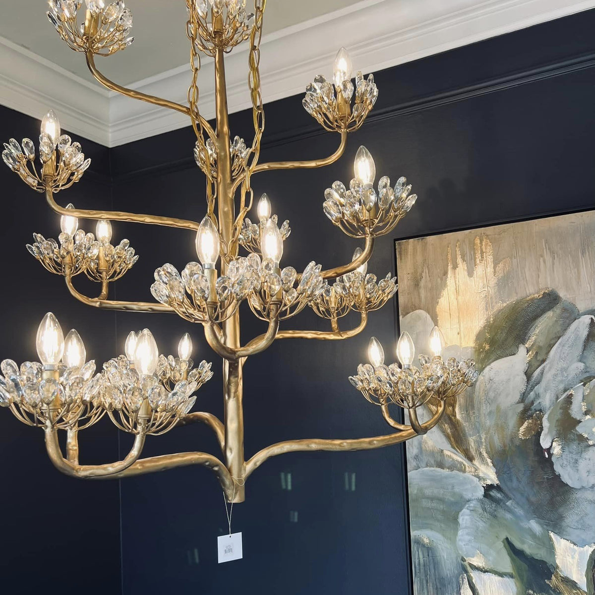 Luxury Branch Flower Chandelier in Gold for Living Room Staircase and Bedroom Lighting
