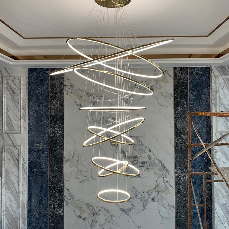 WOMO Large Tiered Ring LED Foyer Chandelier-WM2160