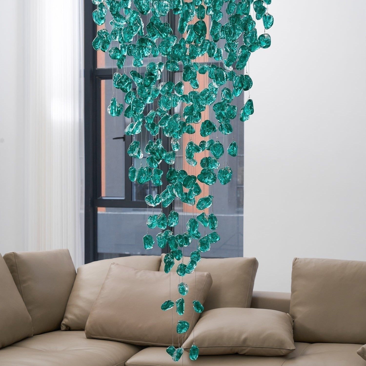 Crystal Stone Crystal Spiral Chandelier