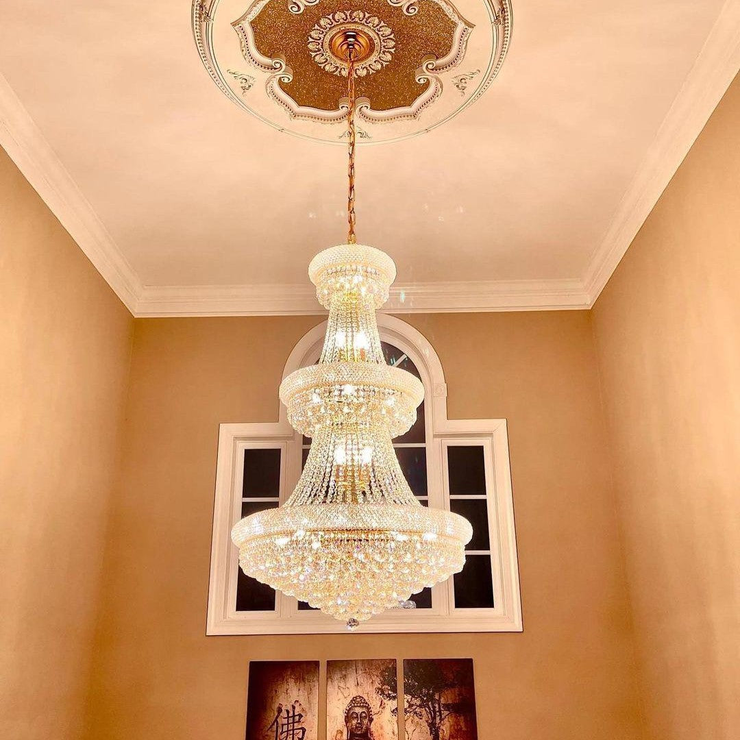 Luxury Crystal Chandelier for Grand Villa Hall and Duplex Staircase Lighting