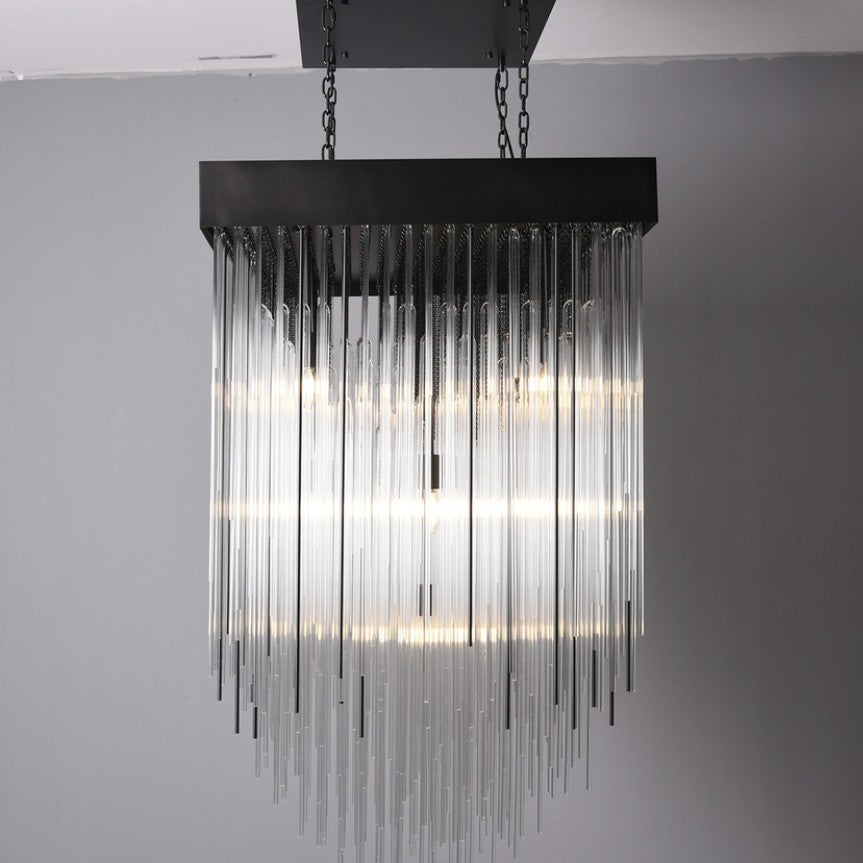 Cascade Glass Rectangular Chandelier 54"