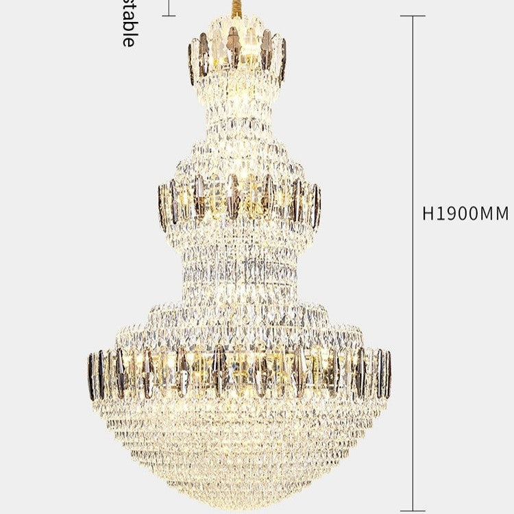 Extra Large Round Crystal Chandelier Luxury Foyer High Ceiling Light Fixture For Living Room/ Hotel Hall Entrance