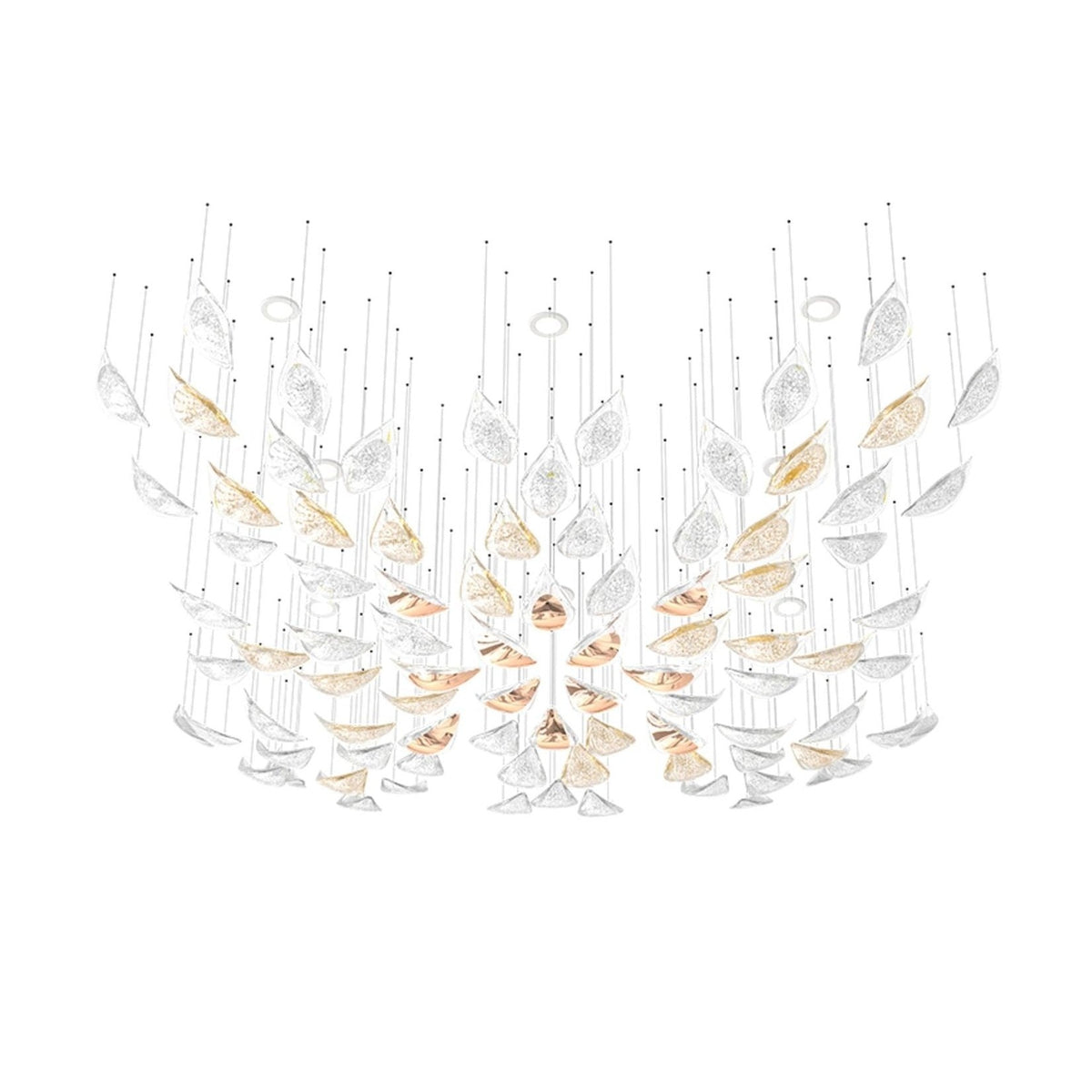 Floating Leaves Meteor Shower Crystal Spiral Chandelier