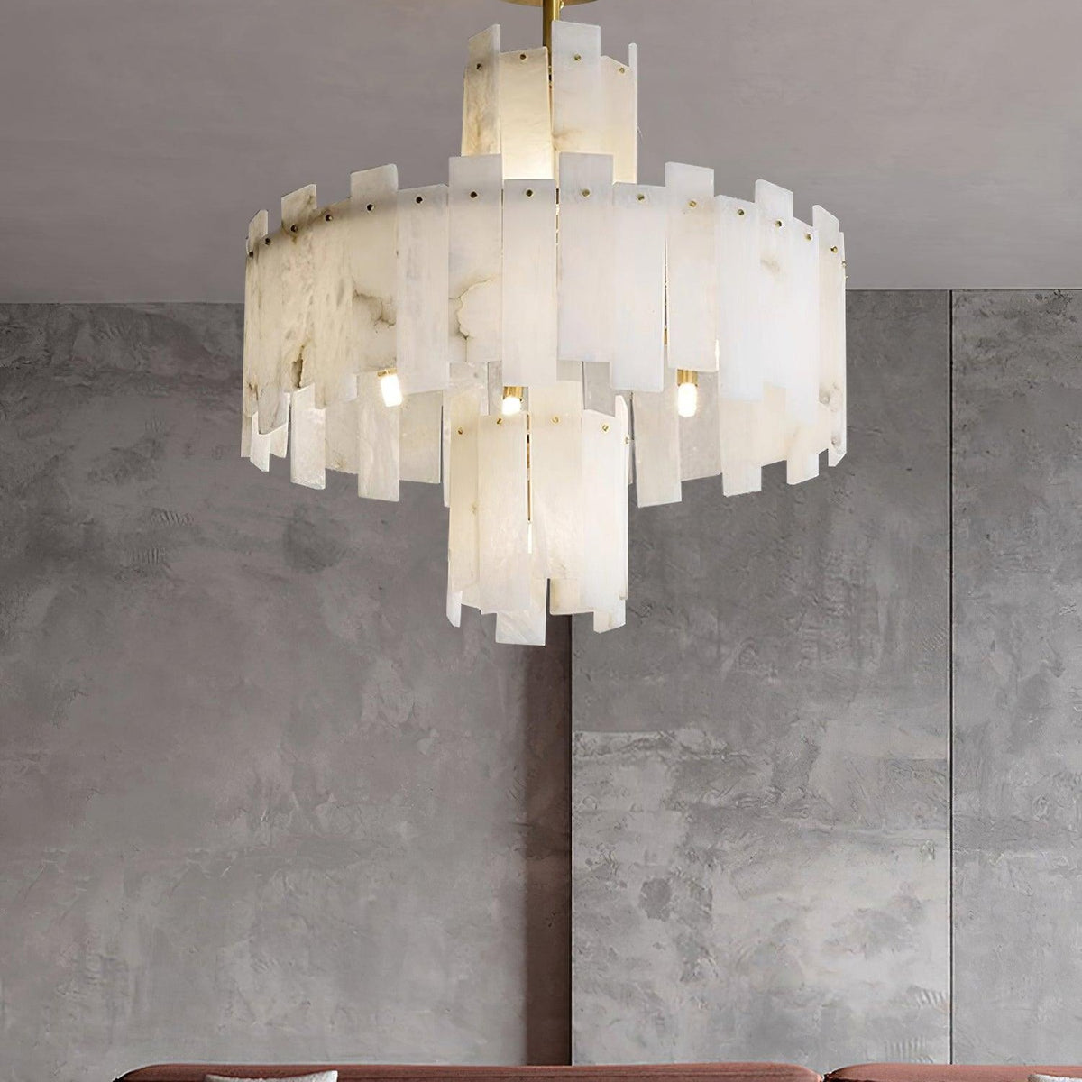 Alabaster Chandelier – Elegant Brass & White Alabaster Light Fixture