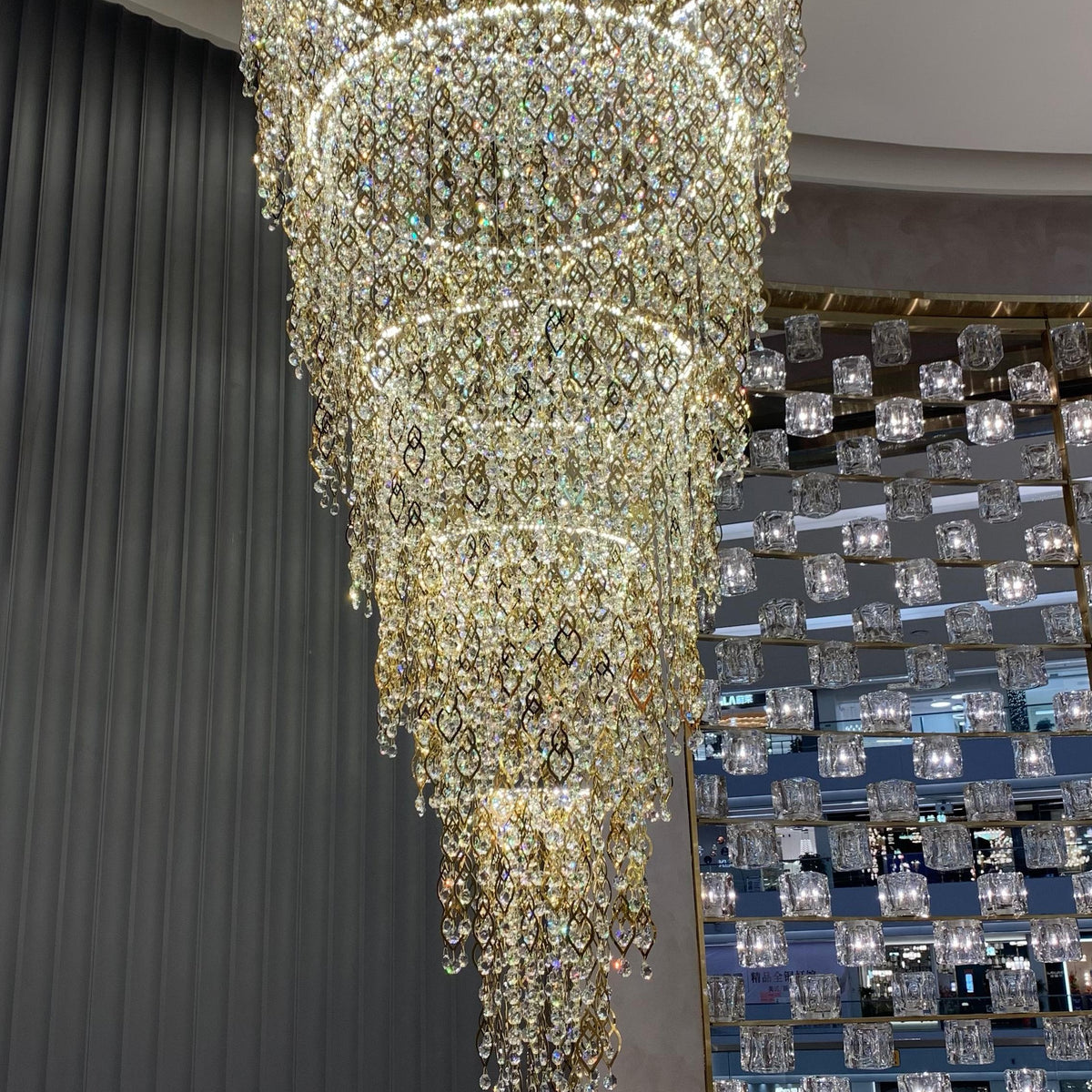 Modern Round 5-Layer Crystal Tassel Chandelier for Villa/Staircase/Foyer/Living Room