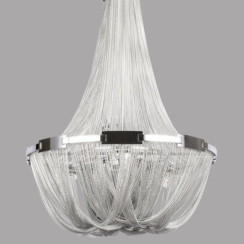 Cascade Silver Chain Chandelier Creative Round Design Loft Chandelier