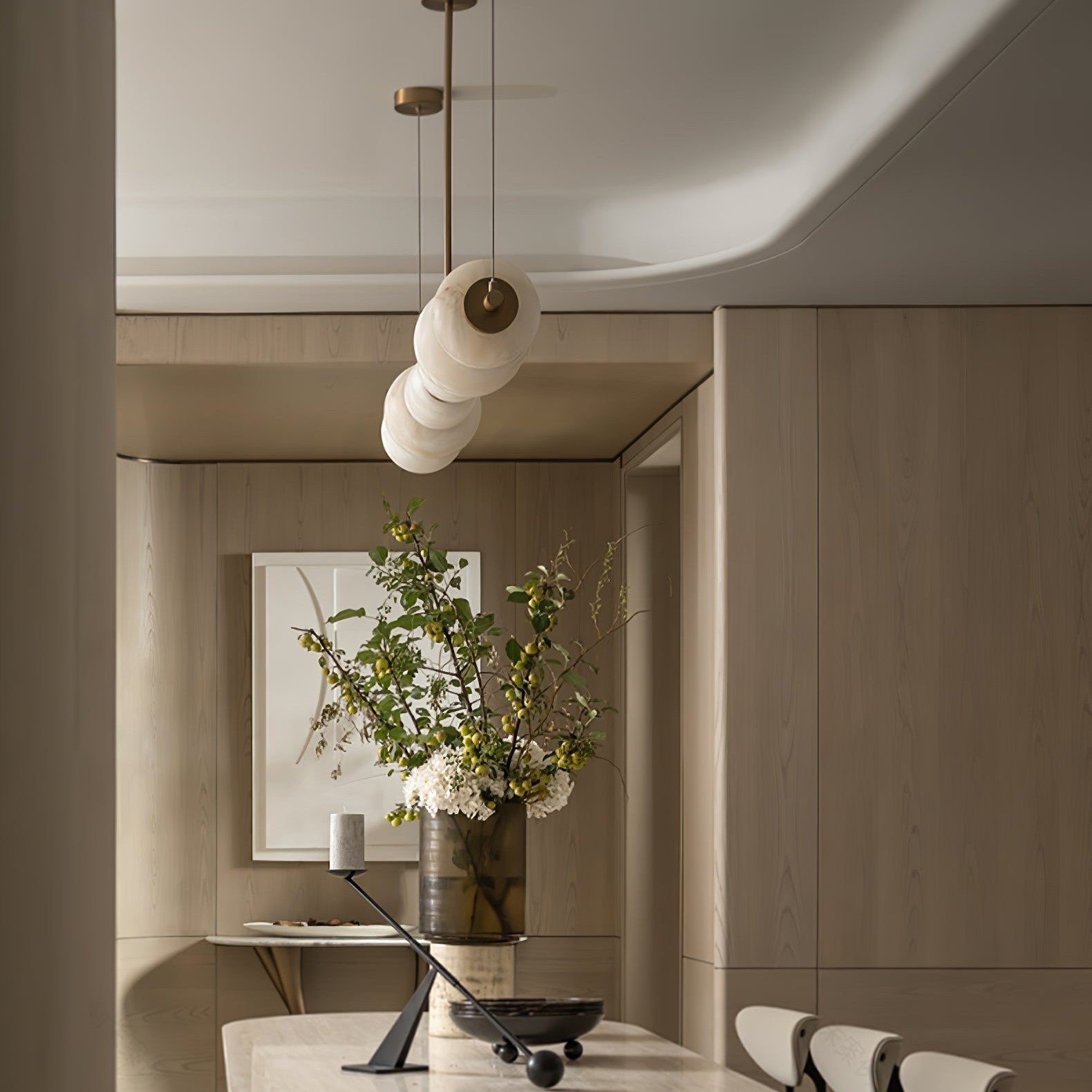 Alabaster Pebble Linear Chandelier